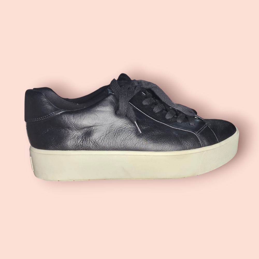 Vince Benfield Leather Platform Sneakers Black Chunky Sole Casual Fashion 8.5